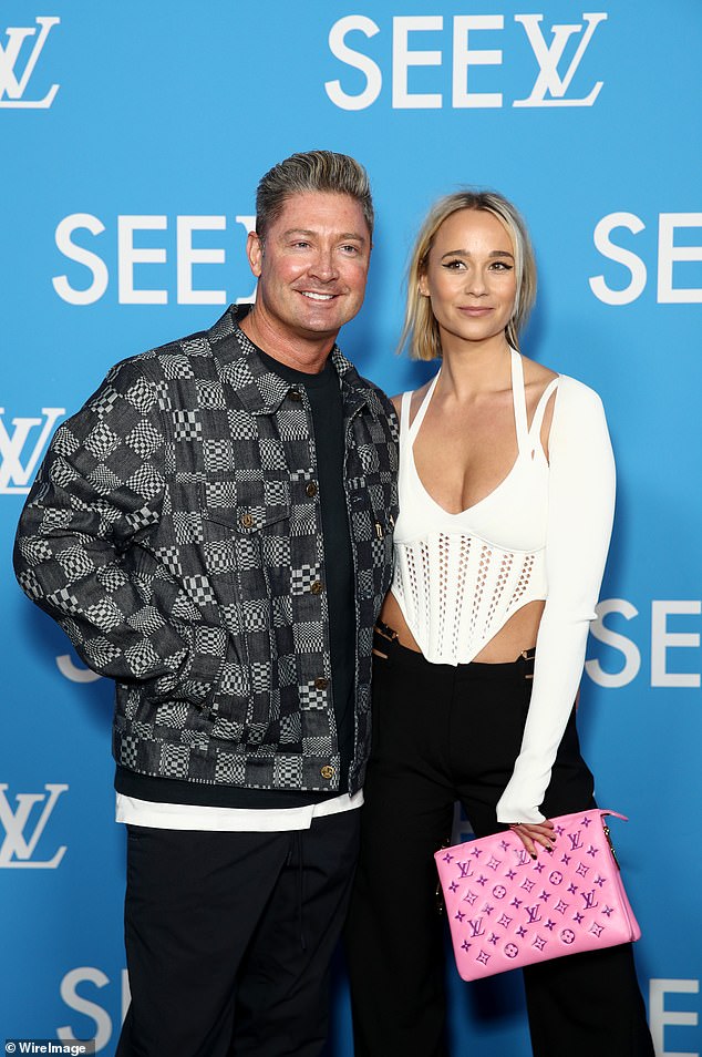 The fiery argument between Michael Clarke and Jade Yarbrough in a public park in Noosa was filmed by shocked onlookers.  Pictured: Michael and Jade at a Louis Vuitton event in Sydney