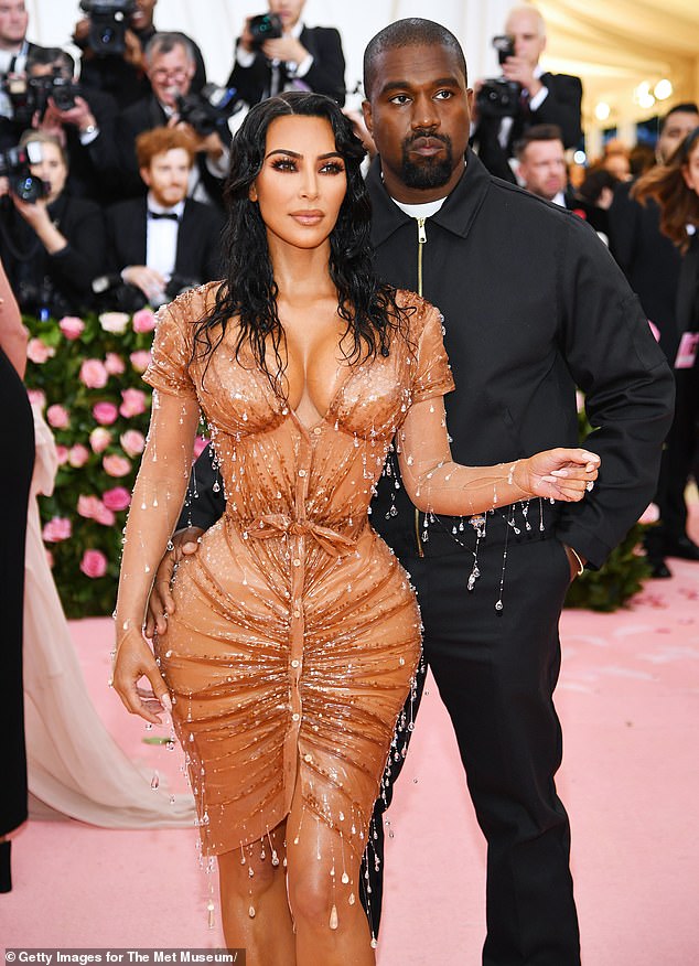 Separation: Kim and Kanye married in 2014 and share four children.  Kim, 42, eventually filed to end the marriage in February 2021;  seen at the Met Gala in 2019