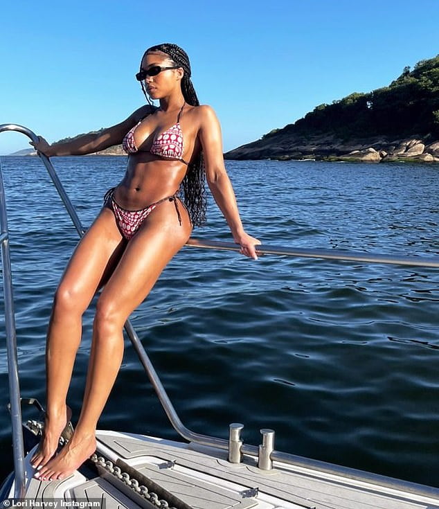 Lori Harvey looks relaxed as she shows off her toned