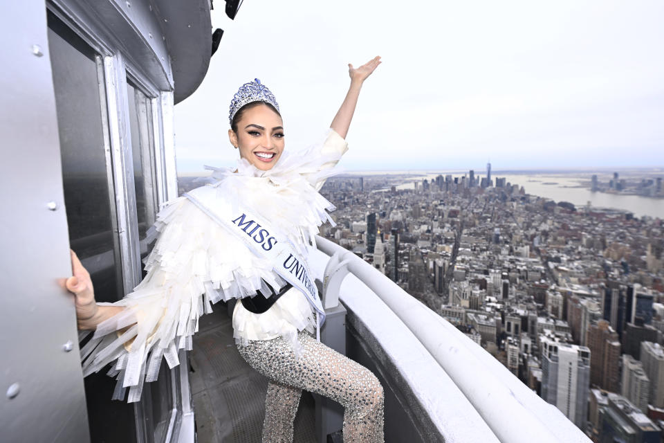 NEW YORK, NEW YORK - JANUARY 17: Miss Universe 2022 R'Bonney Gabriel attends the Empire State Building on January 17, 2023 in New York City.  (Photo by Roy Rochlin/Getty Images for Empire State Realty Trust)
