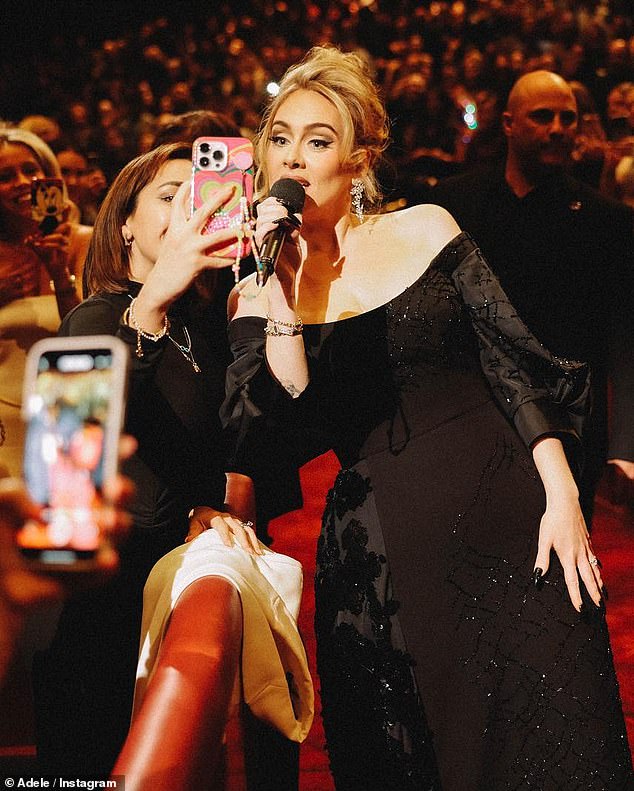 Selfie: Adele took to her Instagram to share her own snaps from the big night