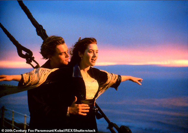 Back to #3, but after the re-release of Titanic to celebrate its 25th anniversary, the epic romance and disaster reclaimed third place on the all-time box office list;  Titanic stars Leonardo DiCaprio and Kate Winslet are pictured in the classic scan