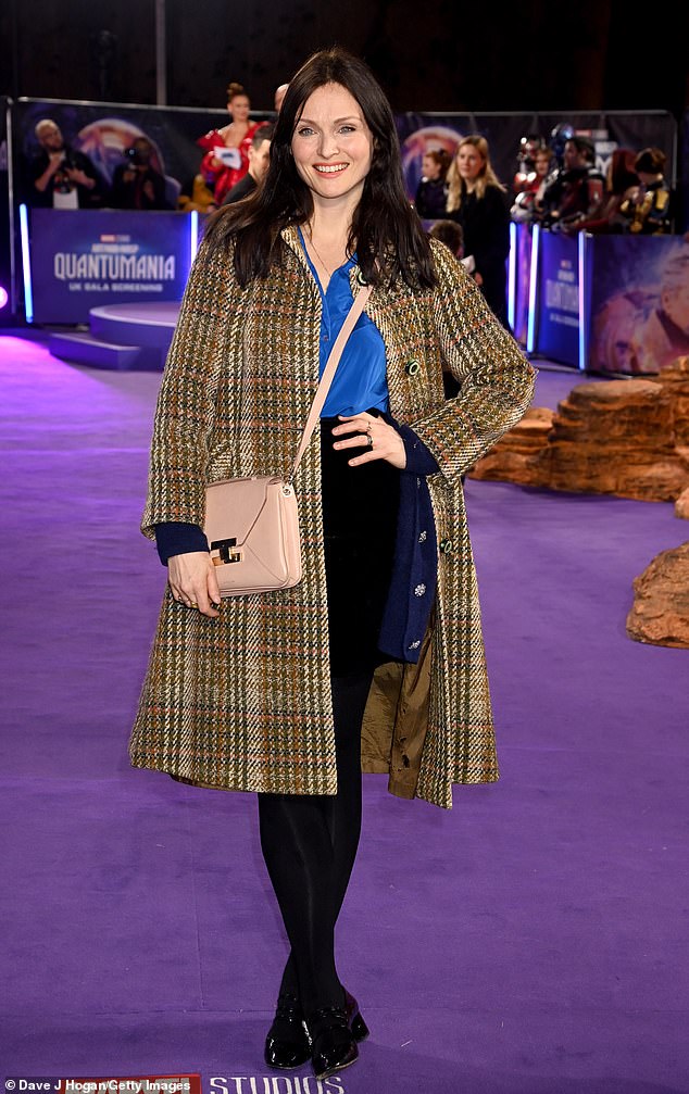 Beauty: Sophie Ellis Bextor arrives for the premiere in a plaid coat