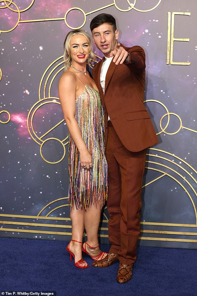 The actor with his partner Alyson Sandro, with whom he gave birth to a son in August last year.  Pictured at the UK premiere of The Eternals in London in 2021