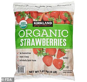 Kirkland signature 4-pound.  Bag of frozen organic strawberries are on the recall list