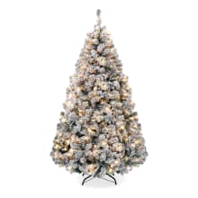 Product image of the Pre-Lit Snow Flocked Artificial Pine Christmas Tree from Best Choice Products 